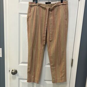 Banana Republic Tan and Pink Striped Cropped Pants